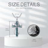 Sterling Silver Fish Hook Cross Pendant Necklace for Men