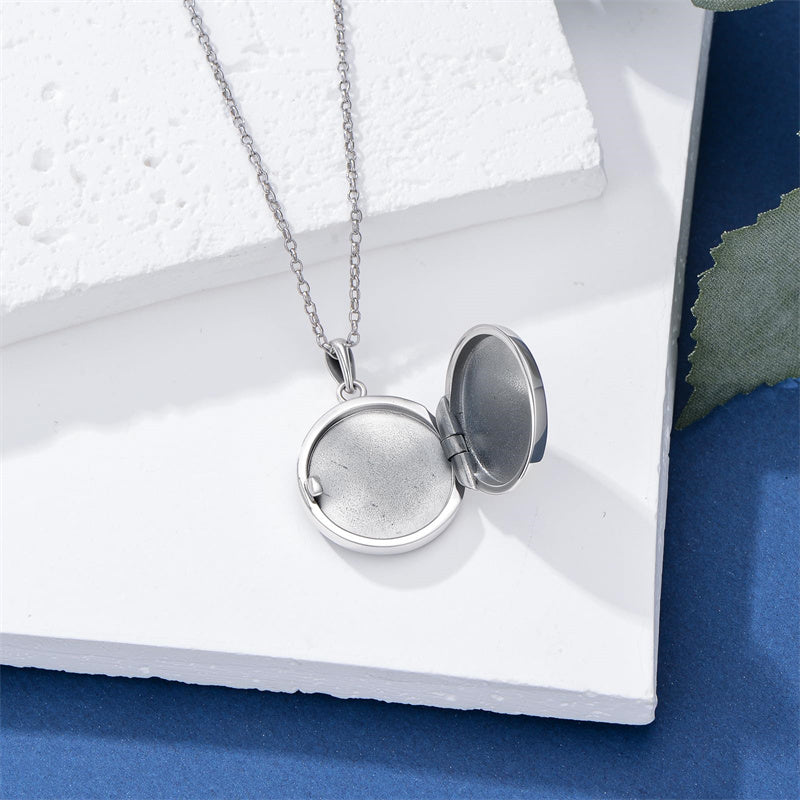 Sterling Silver Wolf Photo Locket Necklace