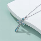 Sterling Silver Turquoise Cross Bear Claw Cowboy Boot Pendant Necklace