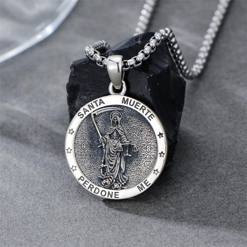 Sterling Silver Saint  Michael Christopher Sebastian Jude Gabriel Anthony Religious Pendant Necklace