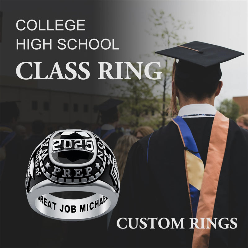 Sterling Silver Personalized  High School Colleg Class Ring