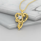10K 14K 18K  Gold Personalized  Birthstone Name Heart Pendant Necklace