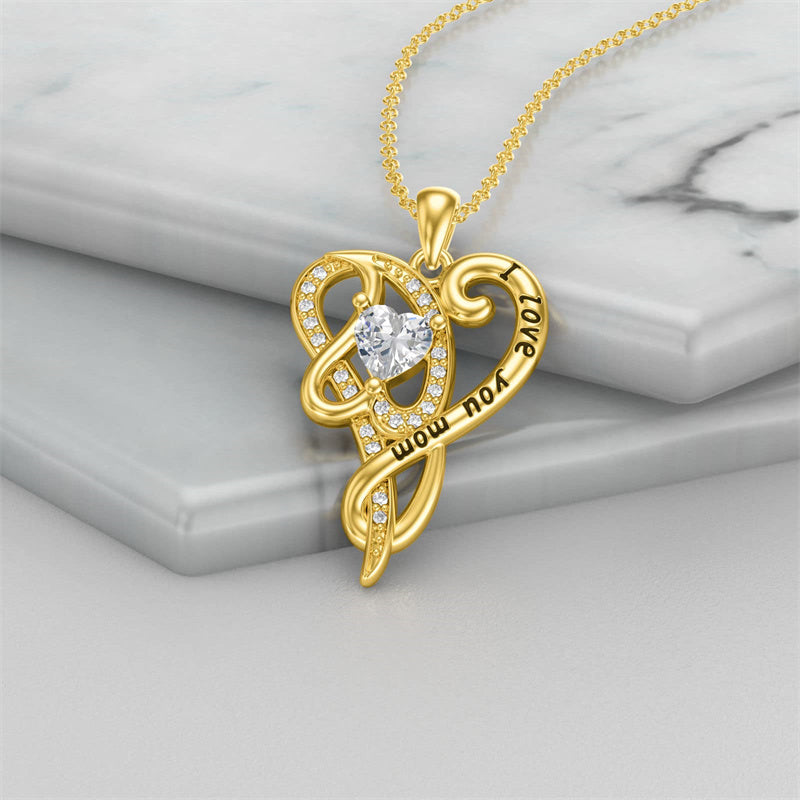 10K 14K 18K  Gold Personalized  Birthstone Name Heart Pendant Necklace