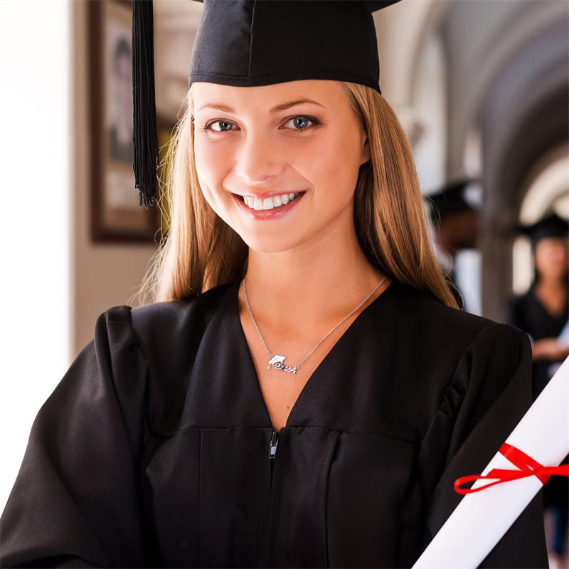 Sterling Sliver  Class of 2024 Graduation Pendant Necklace