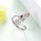 Sterling Silver Black Pug Doberman Boston Terrier Beagle Adjustable Ring