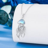 Sterling Silver Moonstone Jellyfish Pendant Necklace for Women