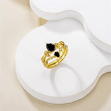 Sterling Silver 10K 14K 18K Gold Pear Cut Gemstone Leaf  Engagement Ring Set