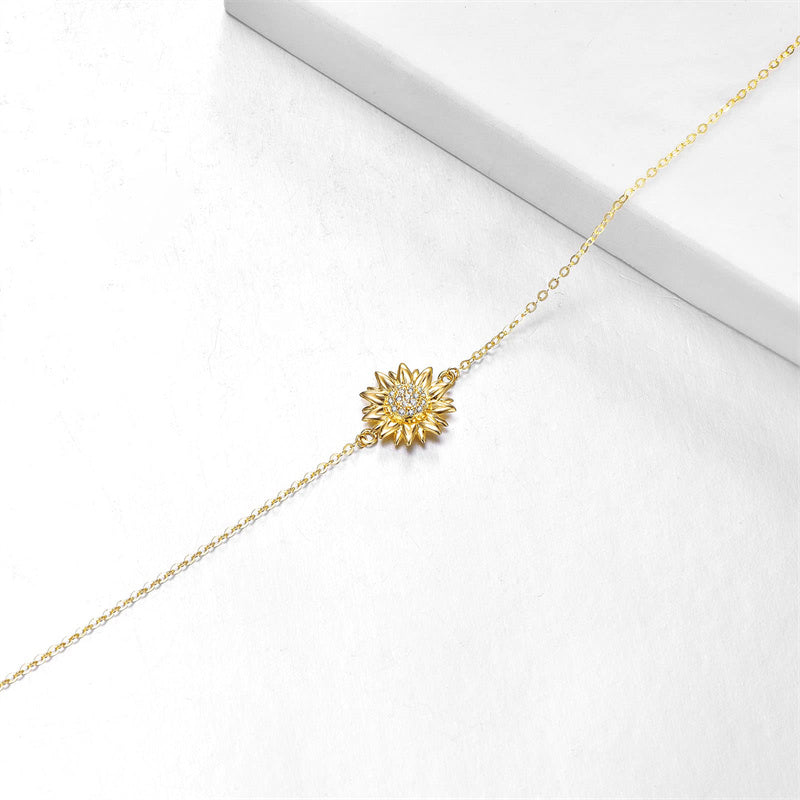 14k Yellow Gold Sunflower Bracelet