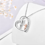 Sterling Silver Heart Father Daughter Pendant Necklace for Daughter