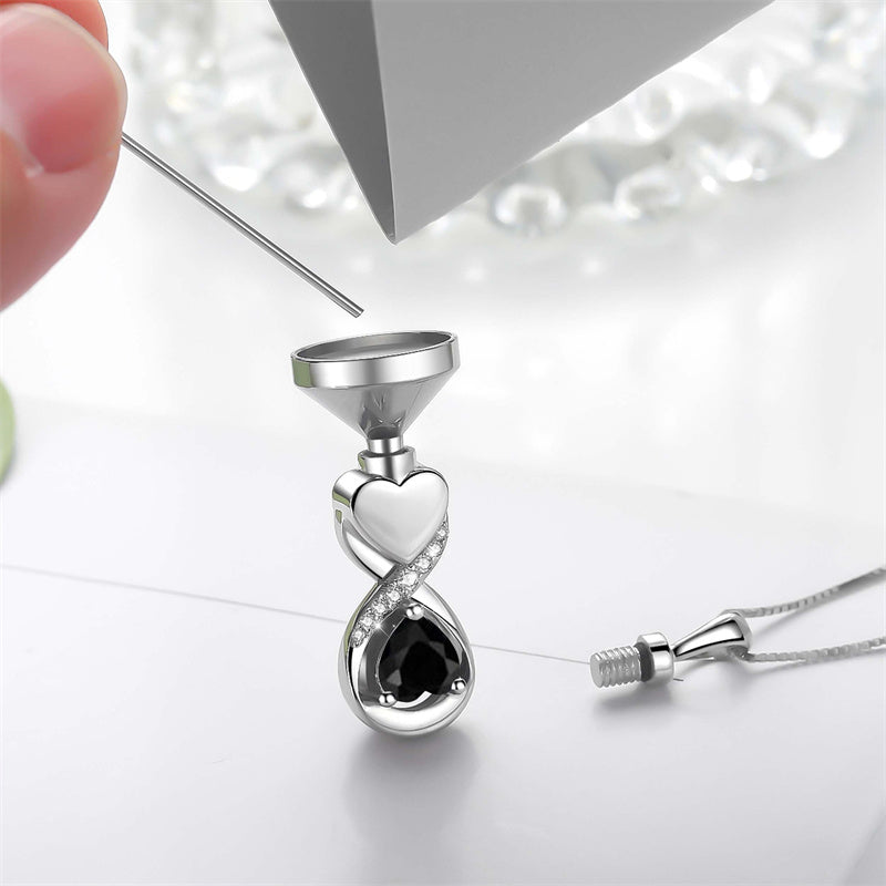Sterling Silver Infinity Heart Urn Necklace for Ashes