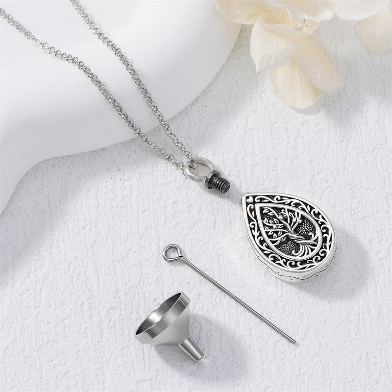 Sterling Silver Personalized Engraved Tree of Life Urn Necklace for Ashes