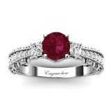 Sterling Silver 10K 14K 18K Personalized Engraved 1 Carat  Round Birthstone Engagement Ring