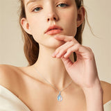 Sterling Silver Moonstone Father-Daughter Pendant Necklace Engraved with I Love You Forever