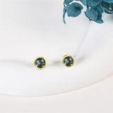 Sterling Silver Moss Agate Stud Earrings