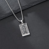 Sterling Silver Lovers Hierophant Magician Three of Swords Wheel of Fortune SkeletonTarot Card Pendant Necklace