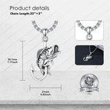 Sterling Silver Antler Fish Hook Pendant Necklace for Men