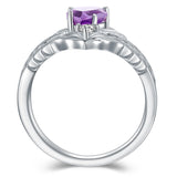 Sterling Silver Pear Cut Vine Leaf Gemstone Engagement Rings Set for Women