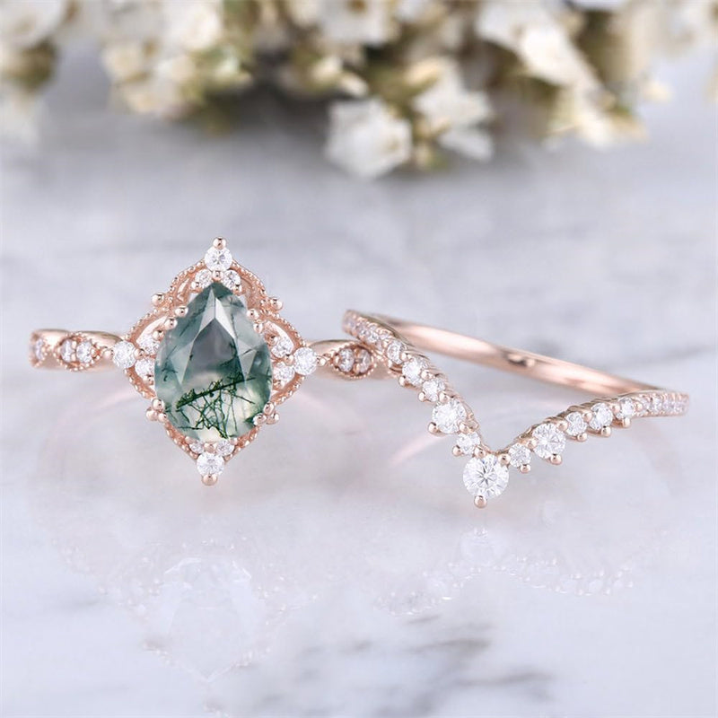 Sterling Silver 10K 14K 18K Gold Pear Shaped Gemstone Engagement Ring