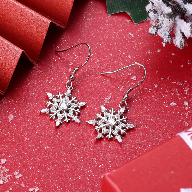 Sterling Silver Snowflake Dangle Earrings