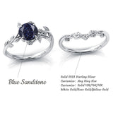 Sterling Silver Natural Moss Agate Blue Sandstone Opal Set Ring