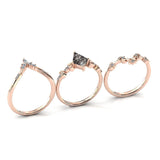 Sterling Silver 10K 14K 18K Personalized Engraved 2CT Natural Black Rutilated Quartz Engagement Ring Set