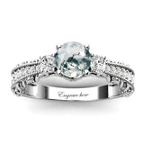 Sterling Silver 10K 14K 18K Personalized Engraved 1 Carat  Round Birthstone Engagement Ring