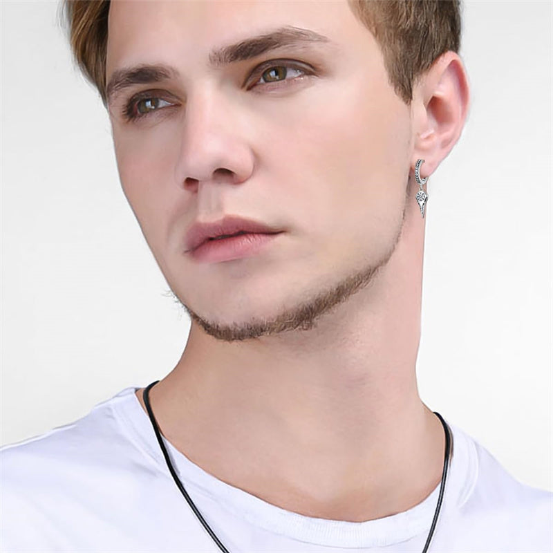 Sterling Silver Viking Raven Stud Dangle Earrings