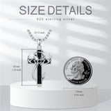 Sterling Silver Fish Hook Cross Pendant Necklace for Men