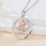 Sterling Silver Father-Daughter Pendant Necklace Engraved with Love You