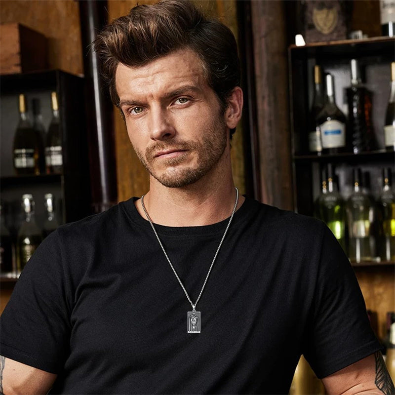 Sterling Silve Sun Moon Star Strength Lovers Death Devil Fool Tarot Card Pendant Necklace