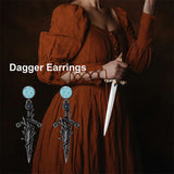 Sterling Silver Medieval Sword Dangle Cross Knives  Ankh Drop Earrings