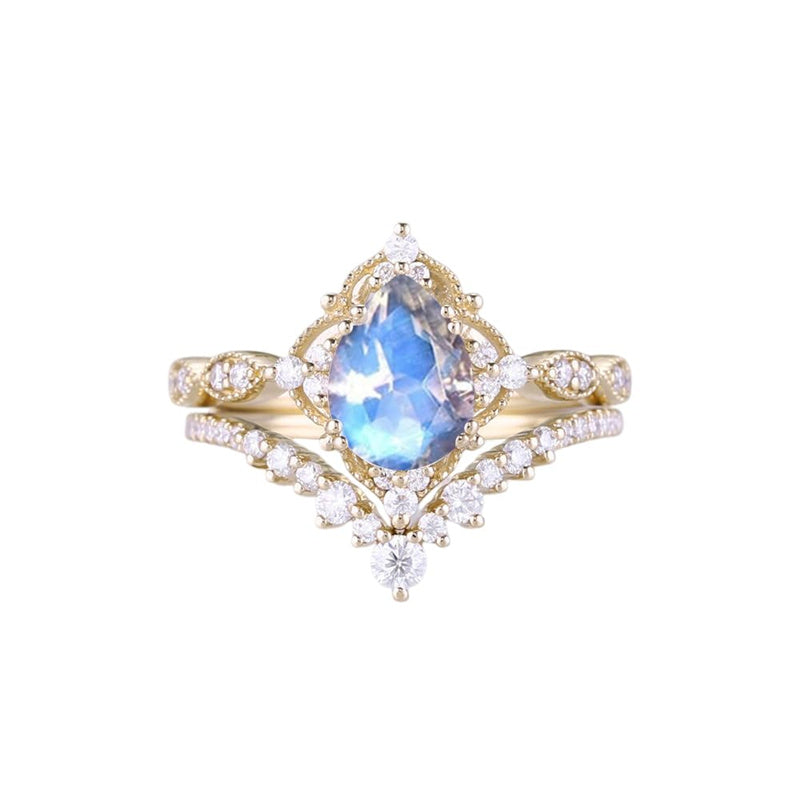 Sterling Silver 10K 14K 18K Gold Pear Shaped Gemstone Engagement Ring