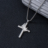 Sterling Silver Cross Christian Pendant Necklace for Men