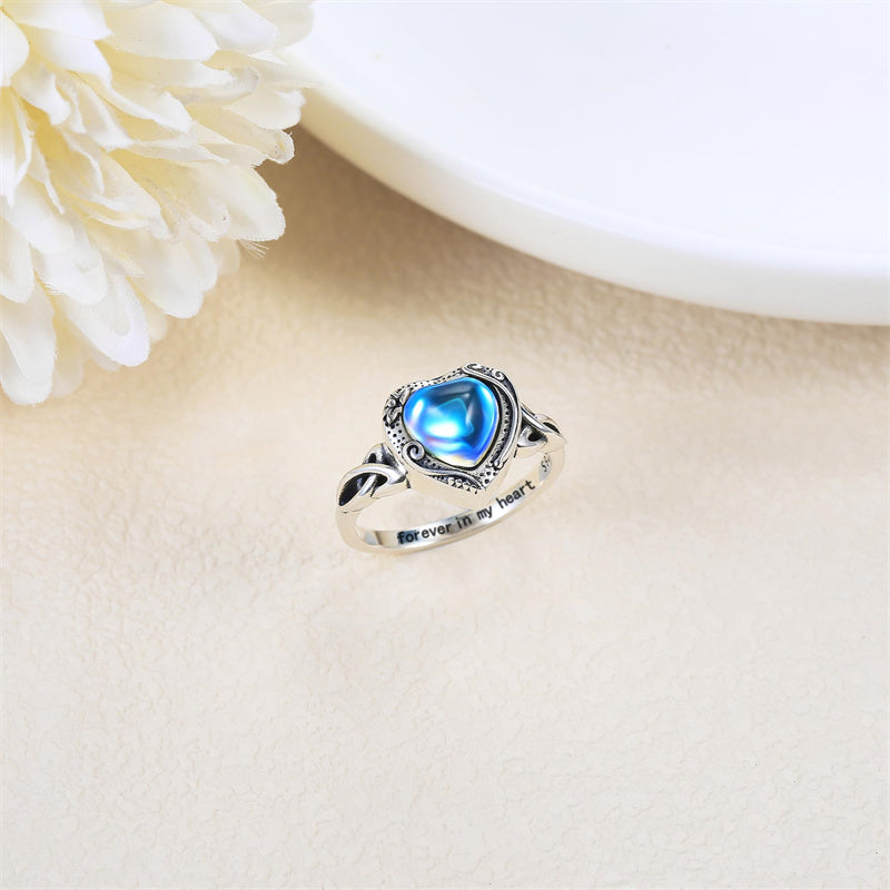 Sterling Silver Moonstone Butterfly Urn Ring for Ashe With Engraved