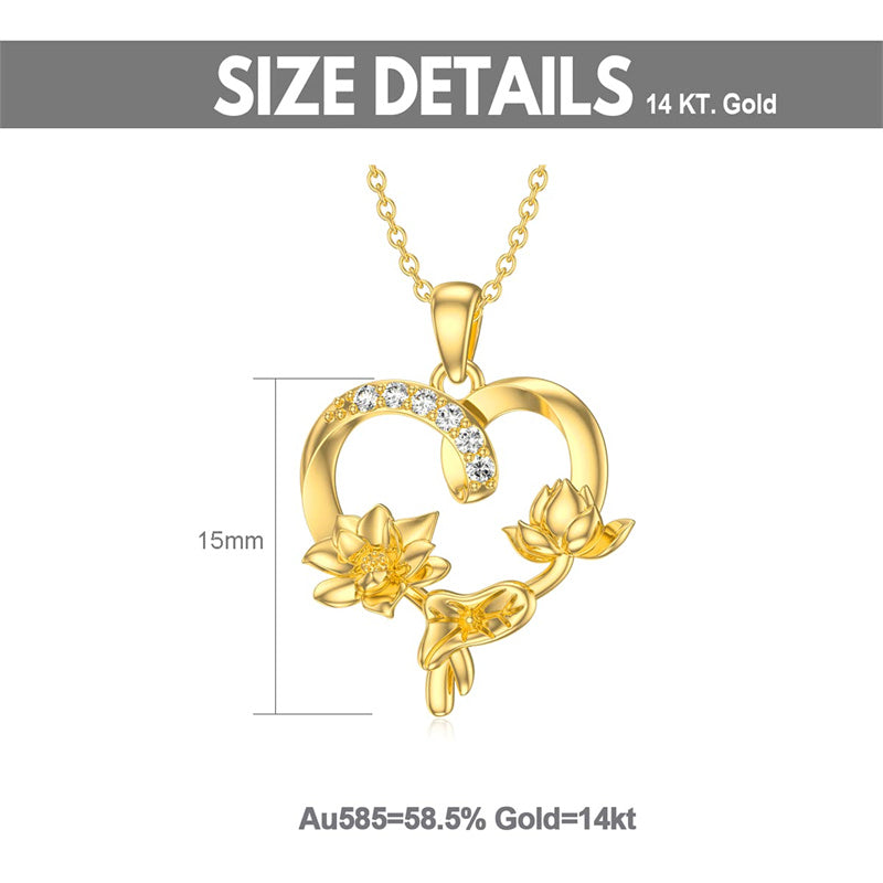 14k Gold Birth Flower Pendant Necklace