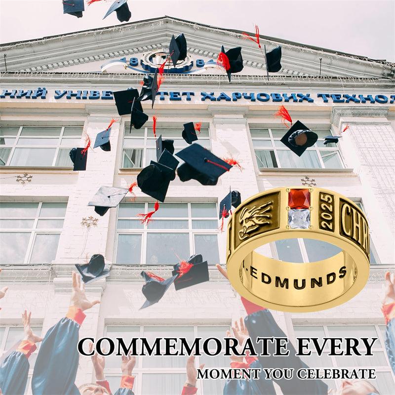 Sterling Sliver Personalied Engraved Birthstone Graduation High School Rings