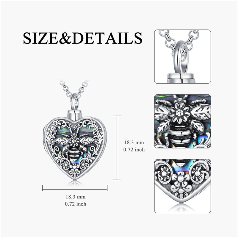 Sterling Silver Personalized Photo Engraved Abalone Shell Butterfly Dragonfly Urn Necklace for Ashes