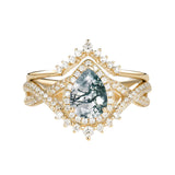 Sterling Silver 10K 14K 18K Gold  Pear Shaped Gemstone Engagement Rings Set