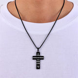 Stainless Steel Inspirational Bible Verse American Flag Cross Pendant Necklace