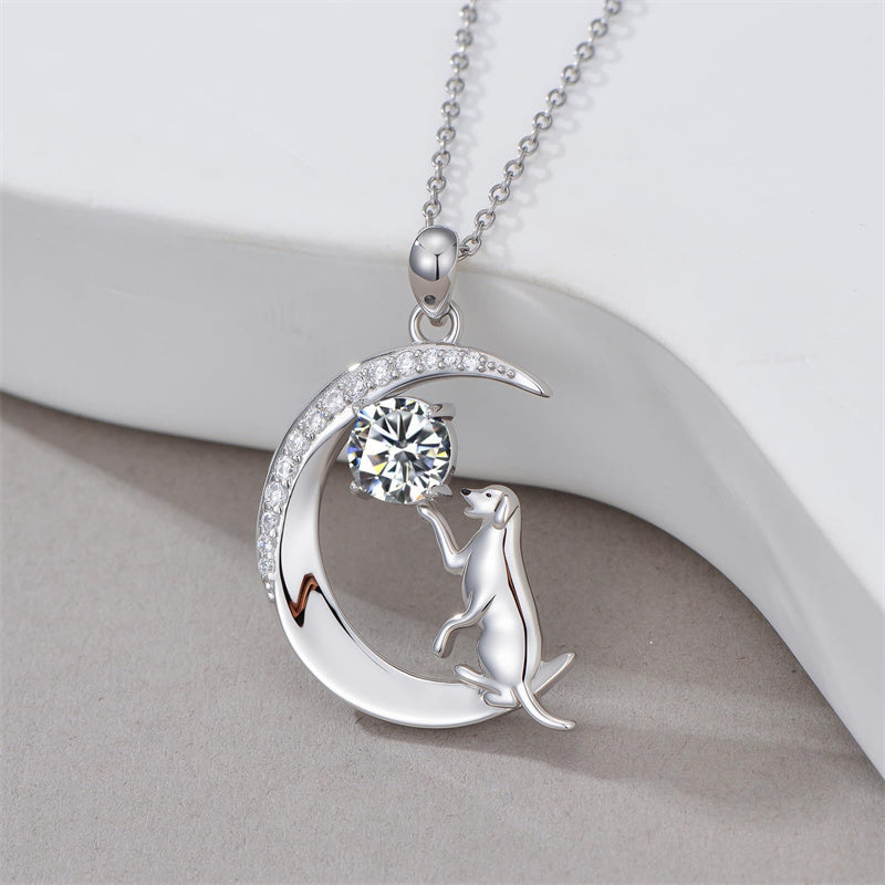 Sterling Silver Birthstone Cat Dog Monkey Pendant Necklace