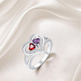 Sterling Silver Heart Birthstone Ring for Women