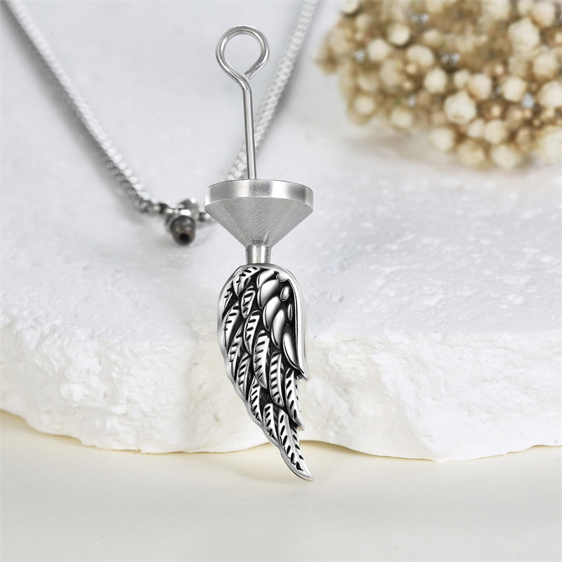 Sterling Silver Angel Wing Urn Necklace for Ashes