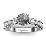 Sterling Silver 10K 14K 18K Personalized Engraved 1 Carat  Round Birthstone Engagement Ring
