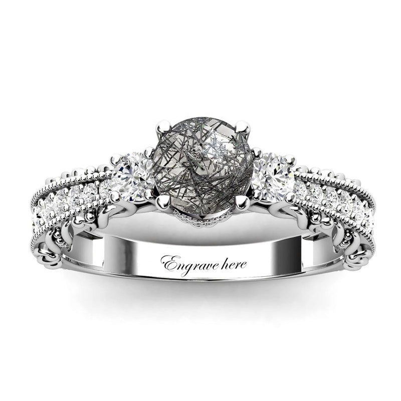 Sterling Silver 10K 14K 18K Personalized Engraved 1 Carat  Round Birthstone Engagement Ring
