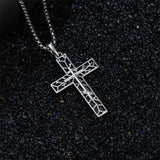 Sterling Silver Cross Christian Pendant Necklace for Men