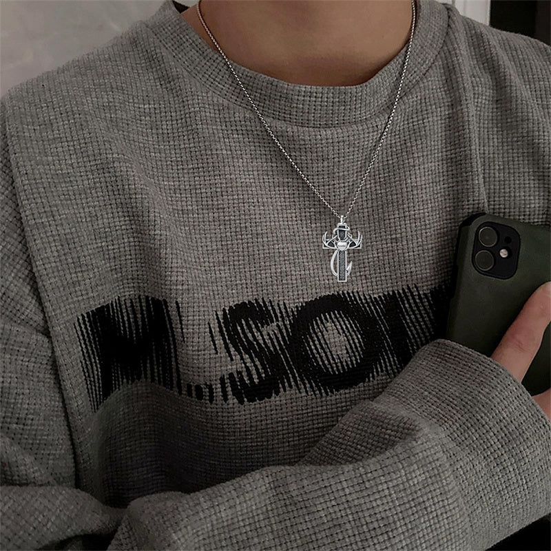 Sterling Silver Deer Antler Fish Hook & Cross Urn Necklace for Ashes