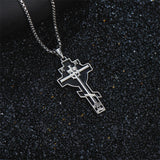 Sterling Silver Cross Christian Pendant Necklace for Men