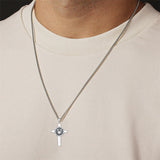 Sterling Silver 12 Constellation Cross Pendant Necklace