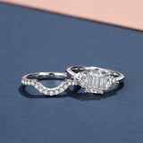 Sterling Silver Moissanite Wedding Ring Set for Women