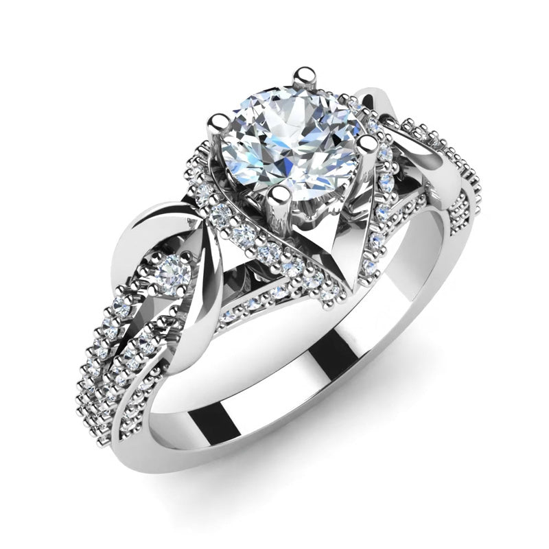 Sterling Silver Personalized Engraved Diamond Wedding Ring Set  Engagement Ring